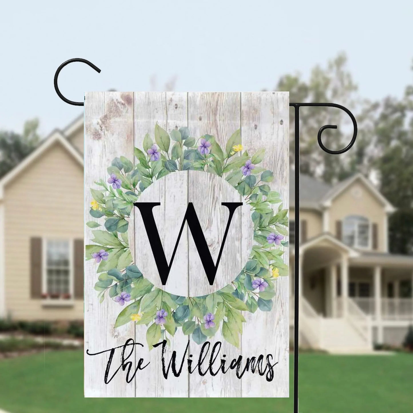 Personalized Wreath Family Name Garden Flag Amazing Faith Designs