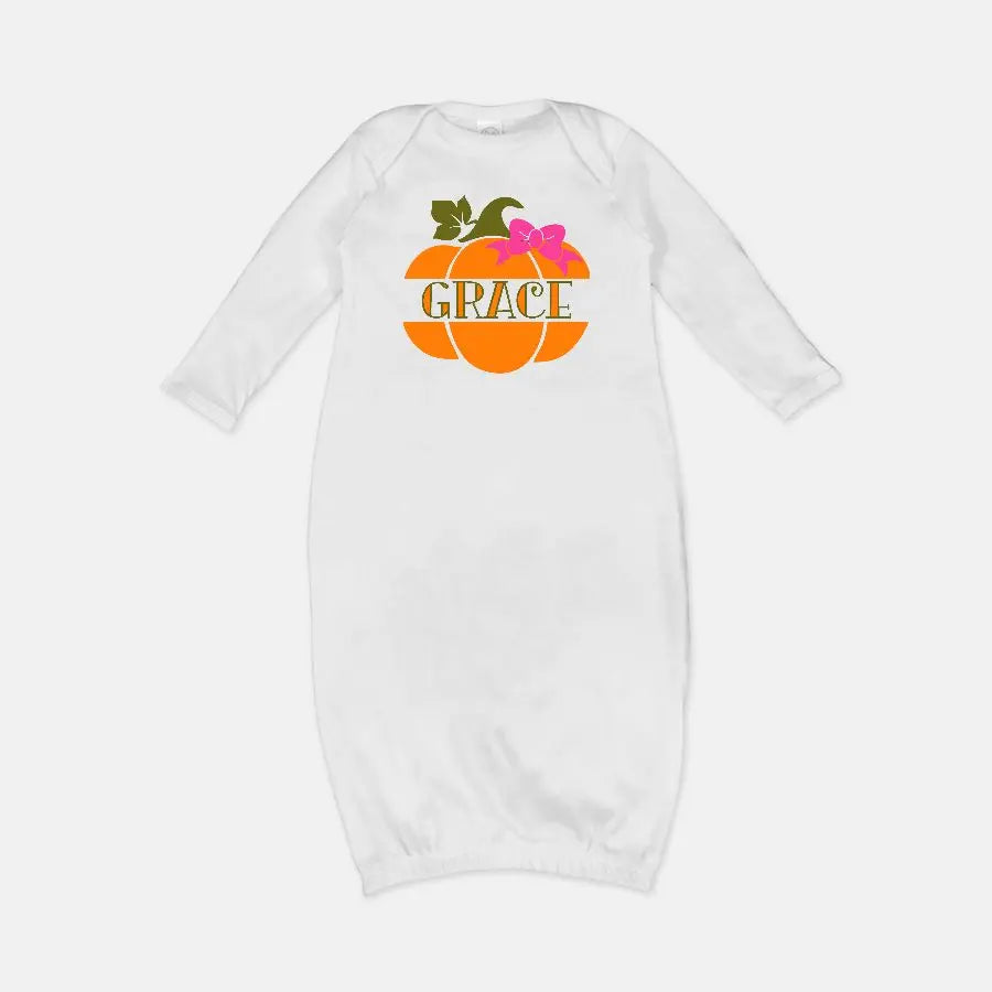 Pumpkin Girl's Personalized Infant Baby Rib Layette Gown Amazing Faith Designs
