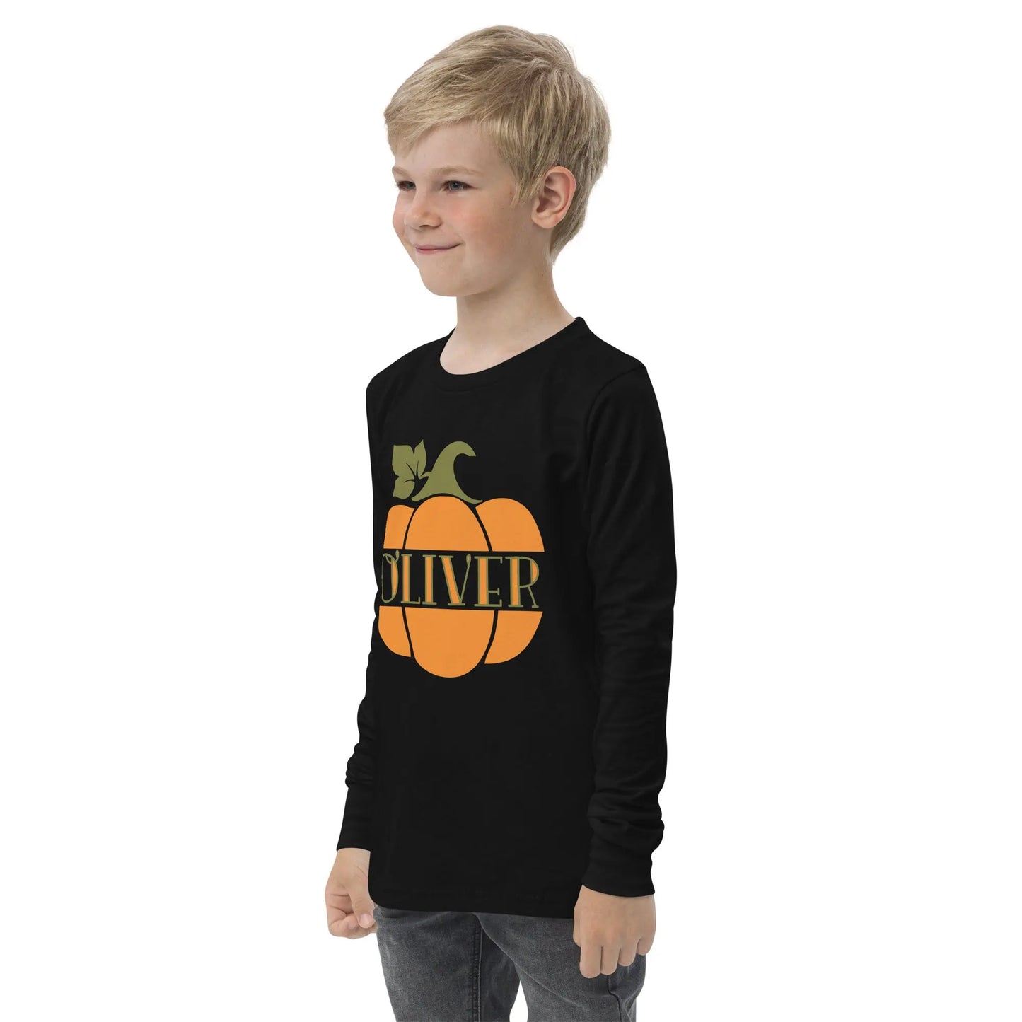Pumpkin Name Youth Long Sleeve Shirt - Boys Amazing Faith Designs