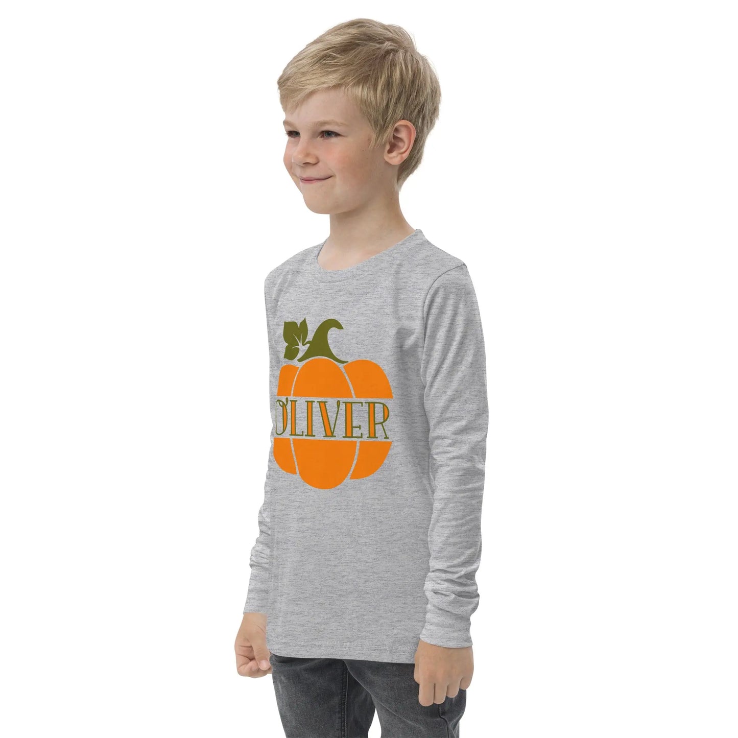 Pumpkin Name Youth Long Sleeve Shirt - Boys Amazing Faith Designs