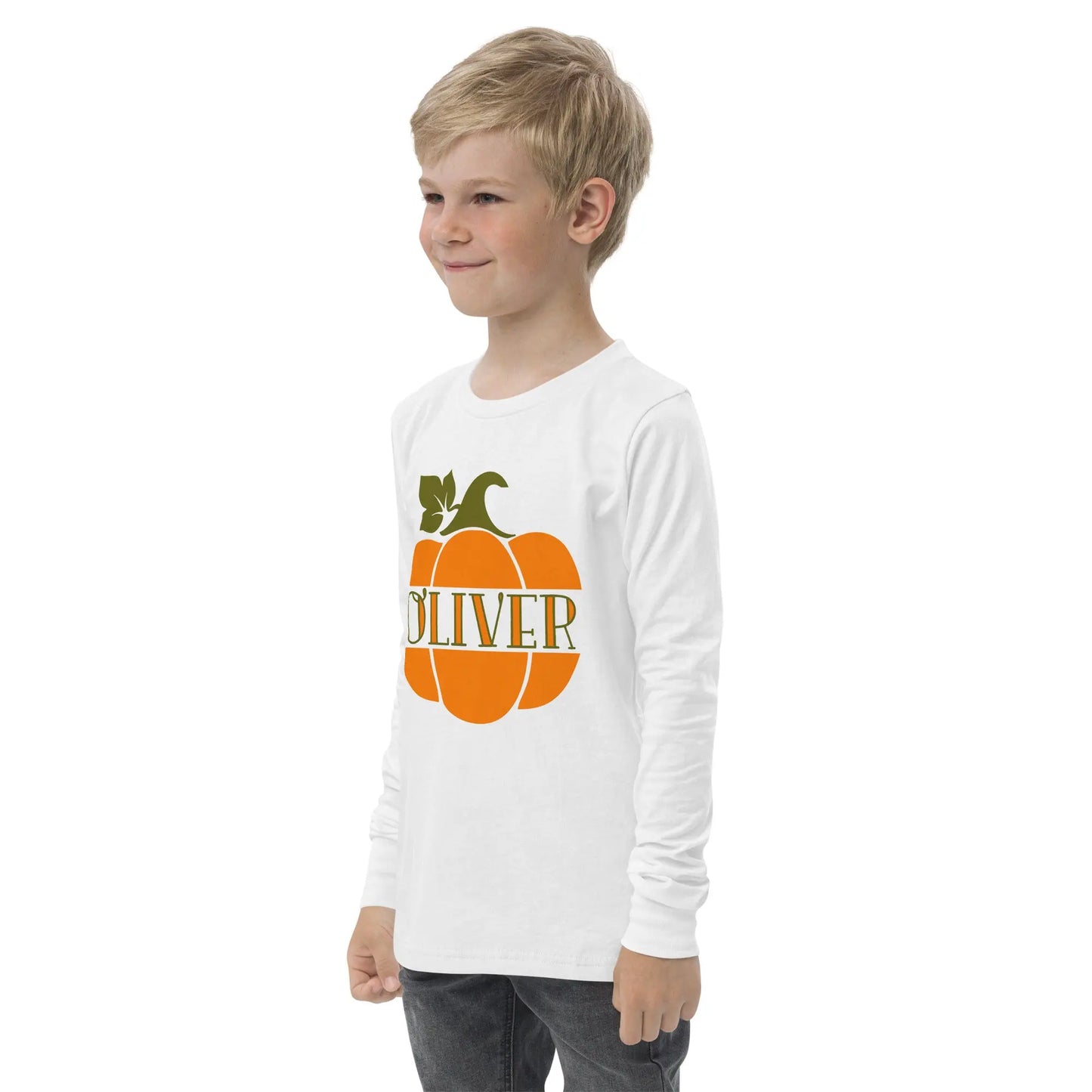 Pumpkin Name Youth Long Sleeve Shirt - Boys Amazing Faith Designs