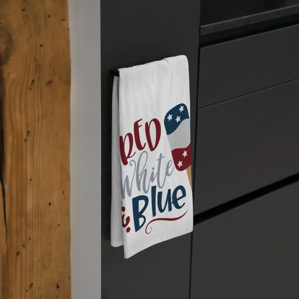 Red White and Blue Tea Towel, Patriotic Kitchen Towel, Fourth of July Dish Towel, Cute Kitchen Towel Printify