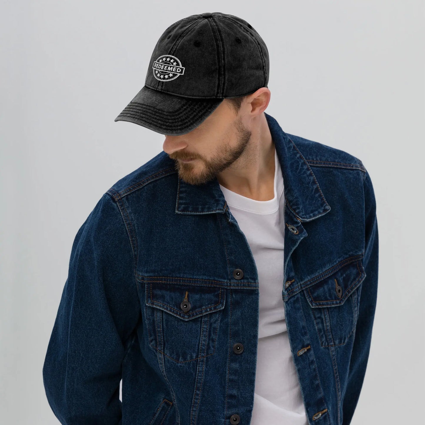 Redeemed Vintage Denim Cap Amazing Faith Designs