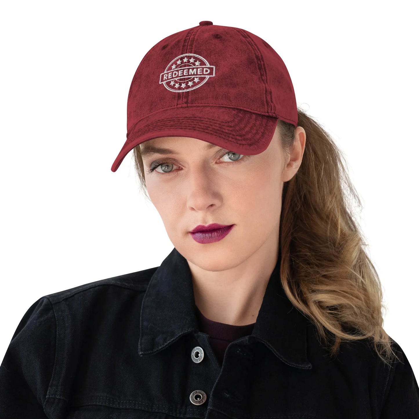 Redeemed Vintage Denim Cap Amazing Faith Designs