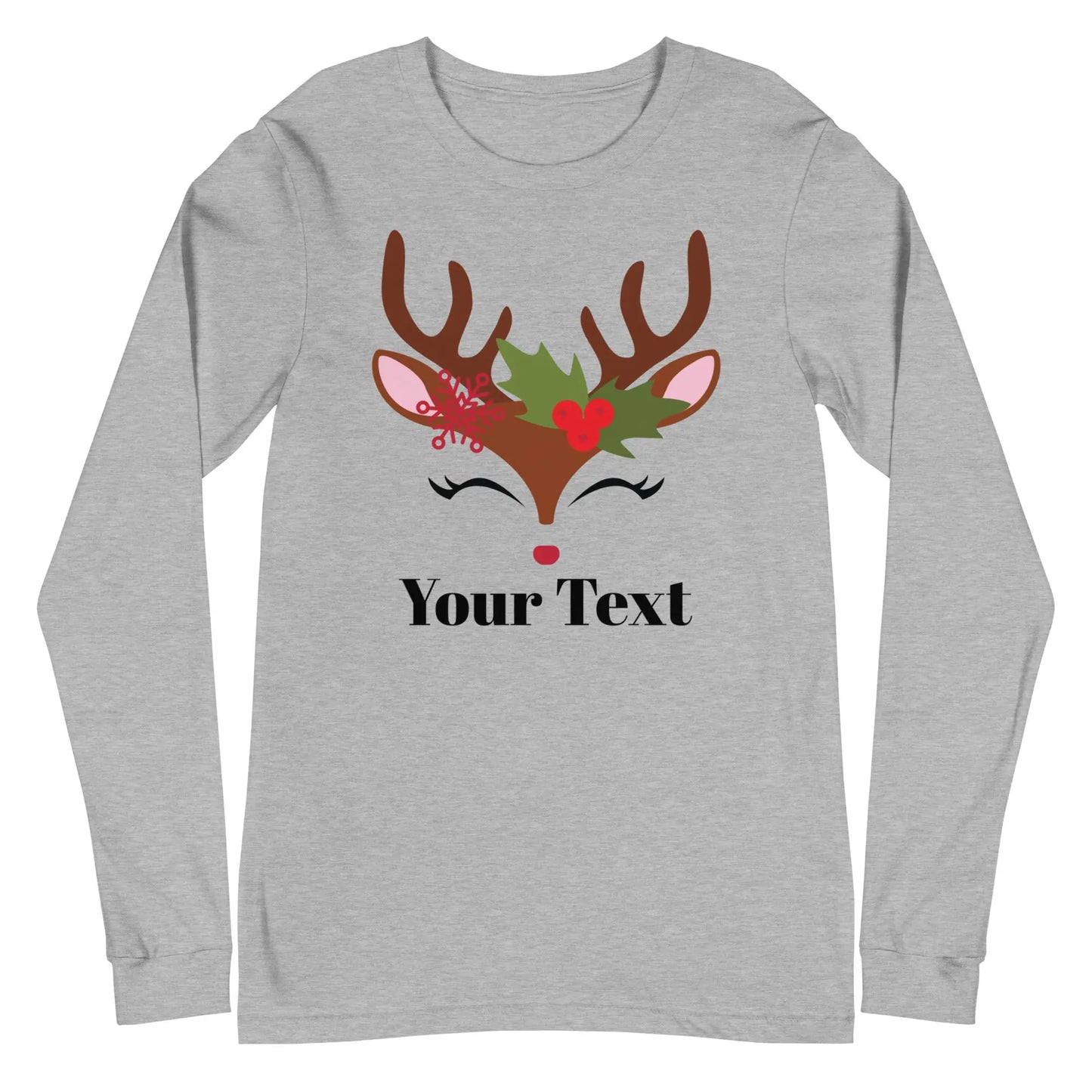 Reindeer Personalized Long Sleeve Tee - Women's Amazing Faith Designs