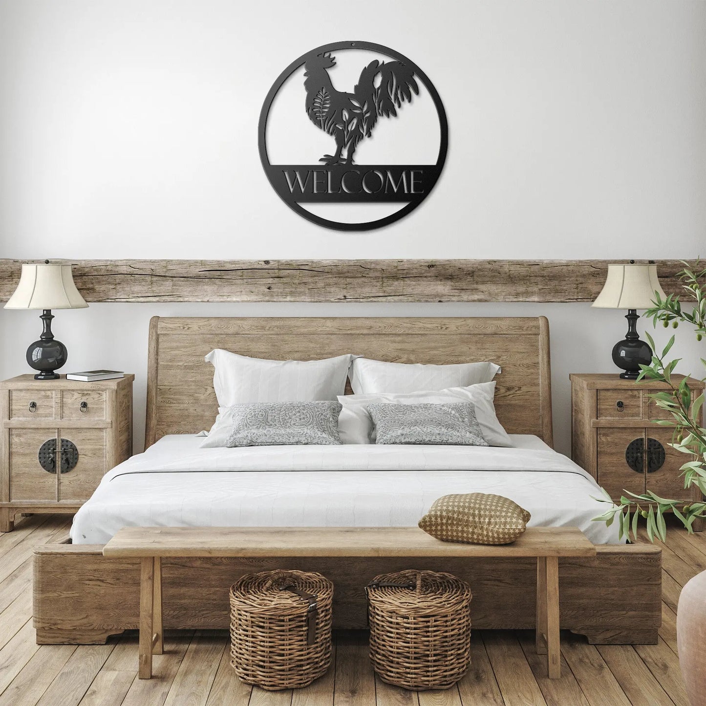 Rooster Chicken Welcome Metal Sign Art Metal Wall Art | Craftsman Metal | Custom Name Sign teelaunch