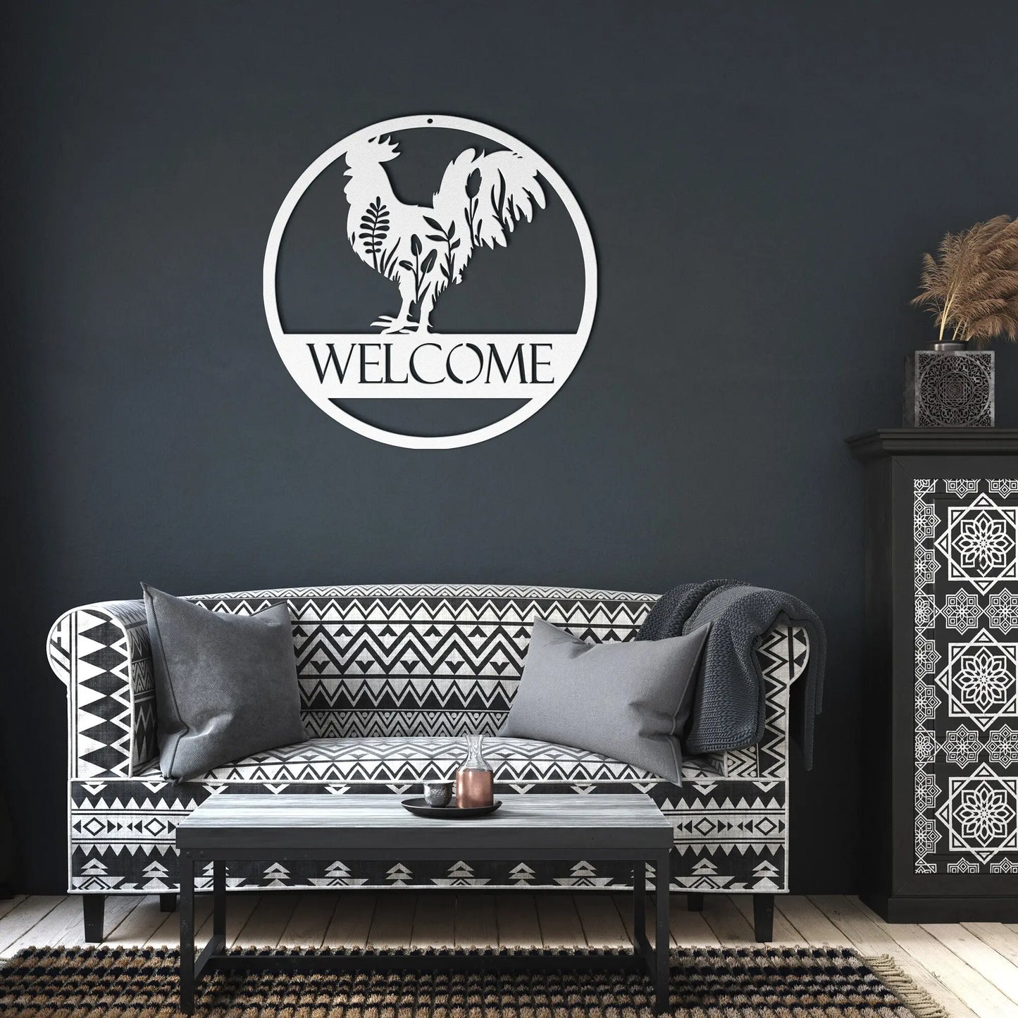 Rooster Chicken Welcome Metal Sign Art Metal Wall Art | Craftsman Metal | Custom Name Sign teelaunch