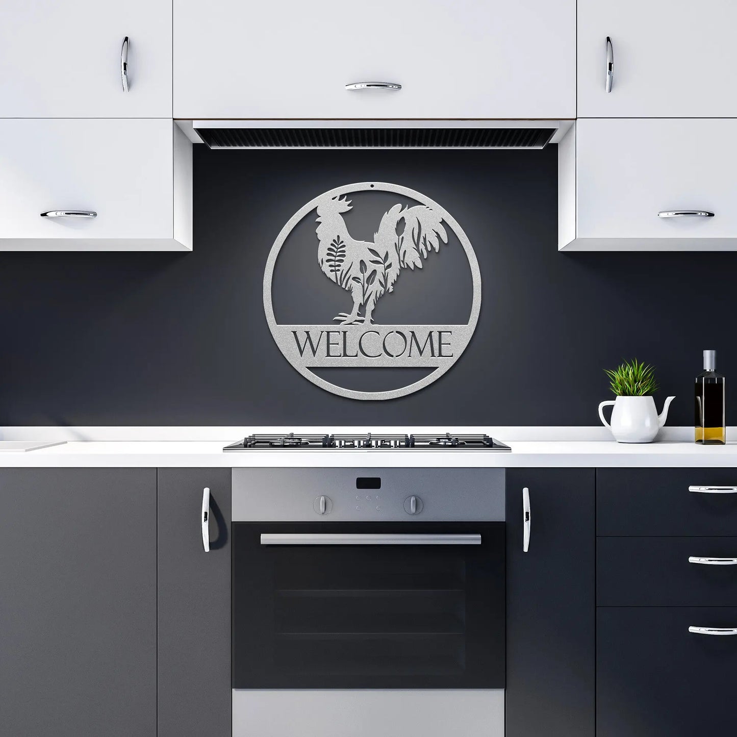 Rooster Chicken Welcome Metal Sign Art Metal Wall Art | Craftsman Metal | Custom Name Sign teelaunch