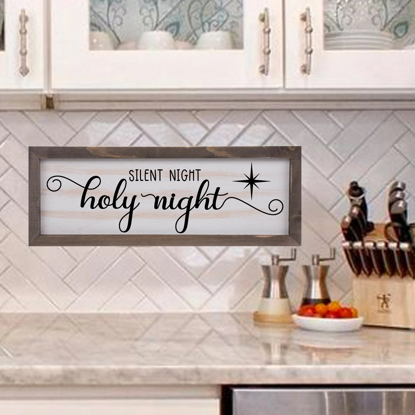 Silent Night Rustic Whitewashed Wood Frame Sign | 5.5" x 15" Farmhouse Decor | Christmas Wood Decor amazingfaithdesigns