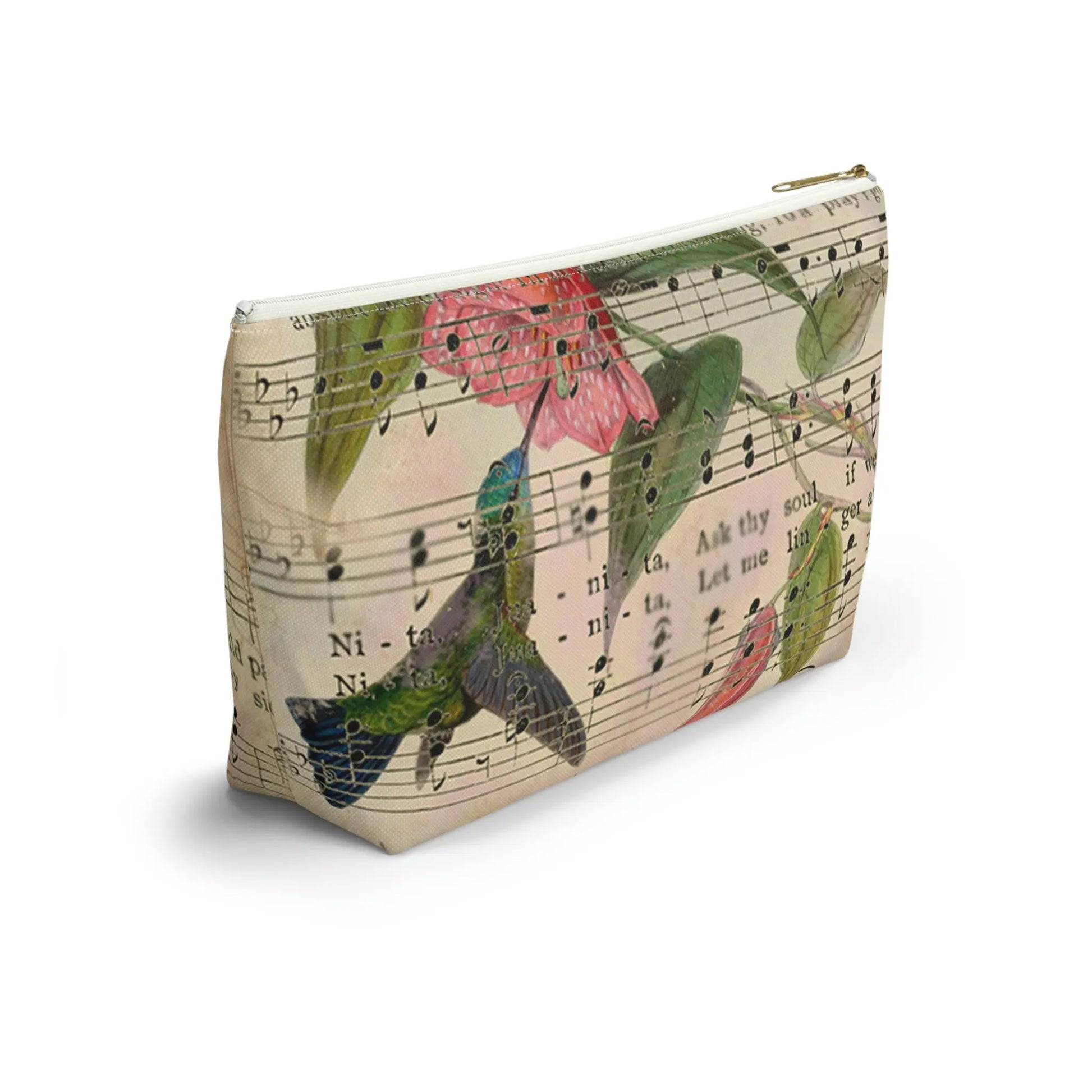 Sing For Joy Makeup Accessory Pouch w T-bottom - Vintage Hummingbird Printify