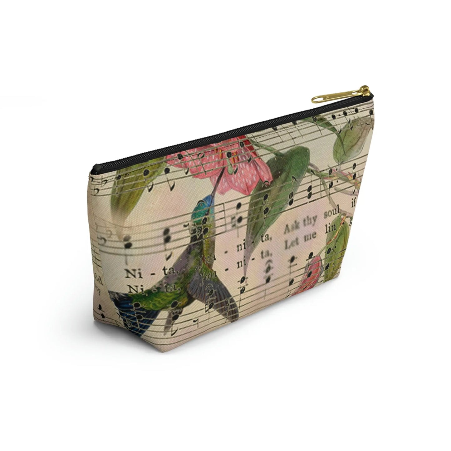 Sing For Joy Makeup Accessory Pouch w T-bottom - Vintage Hummingbird Printify