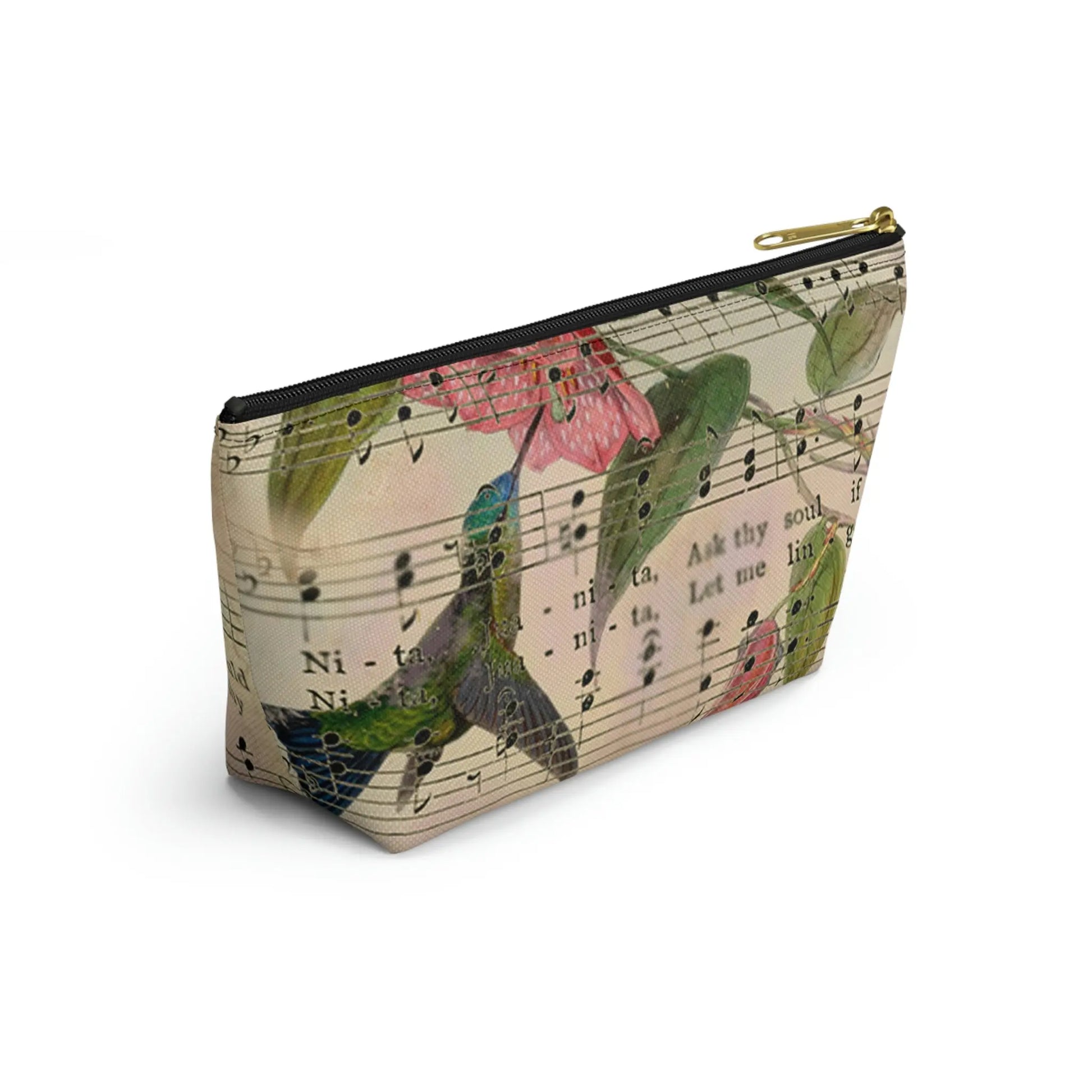 Sing For Joy Makeup Accessory Pouch w T-bottom - Vintage Hummingbird Printify