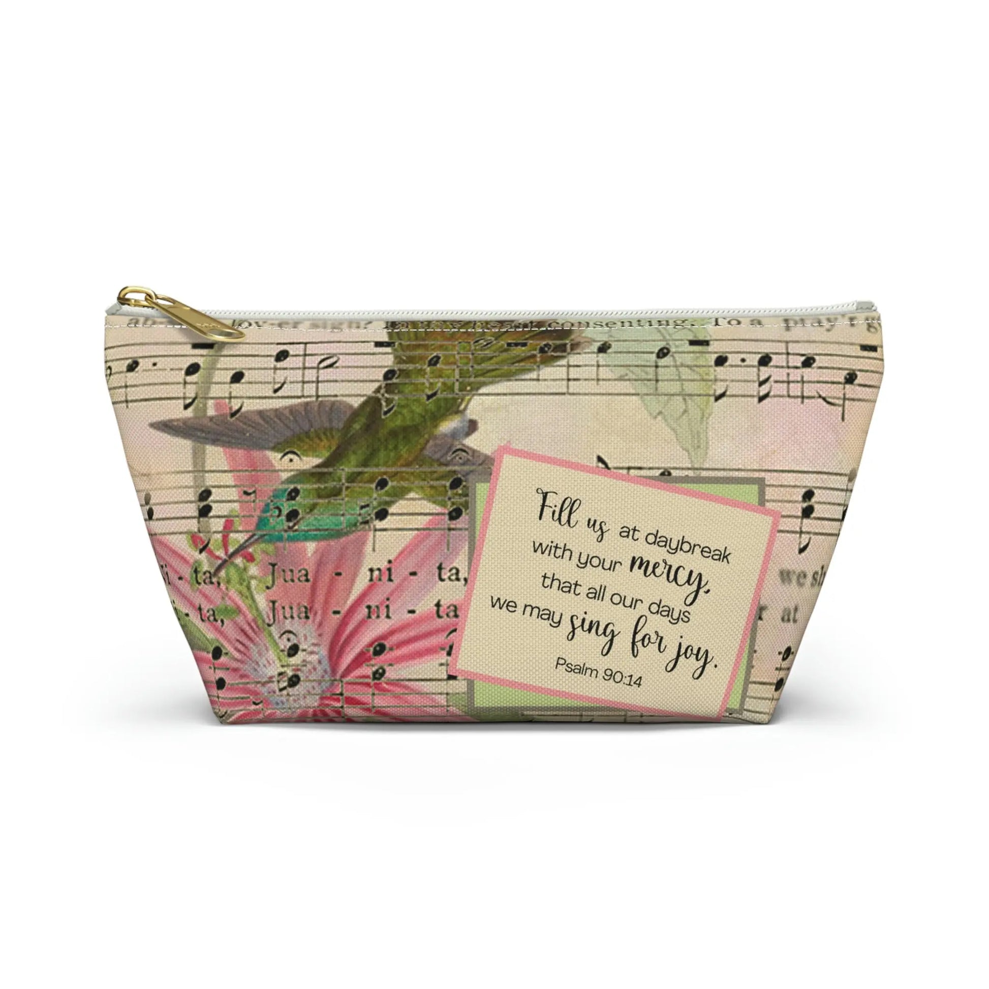 Sing For Joy Makeup Accessory Pouch w T-bottom - Vintage Hummingbird Printify