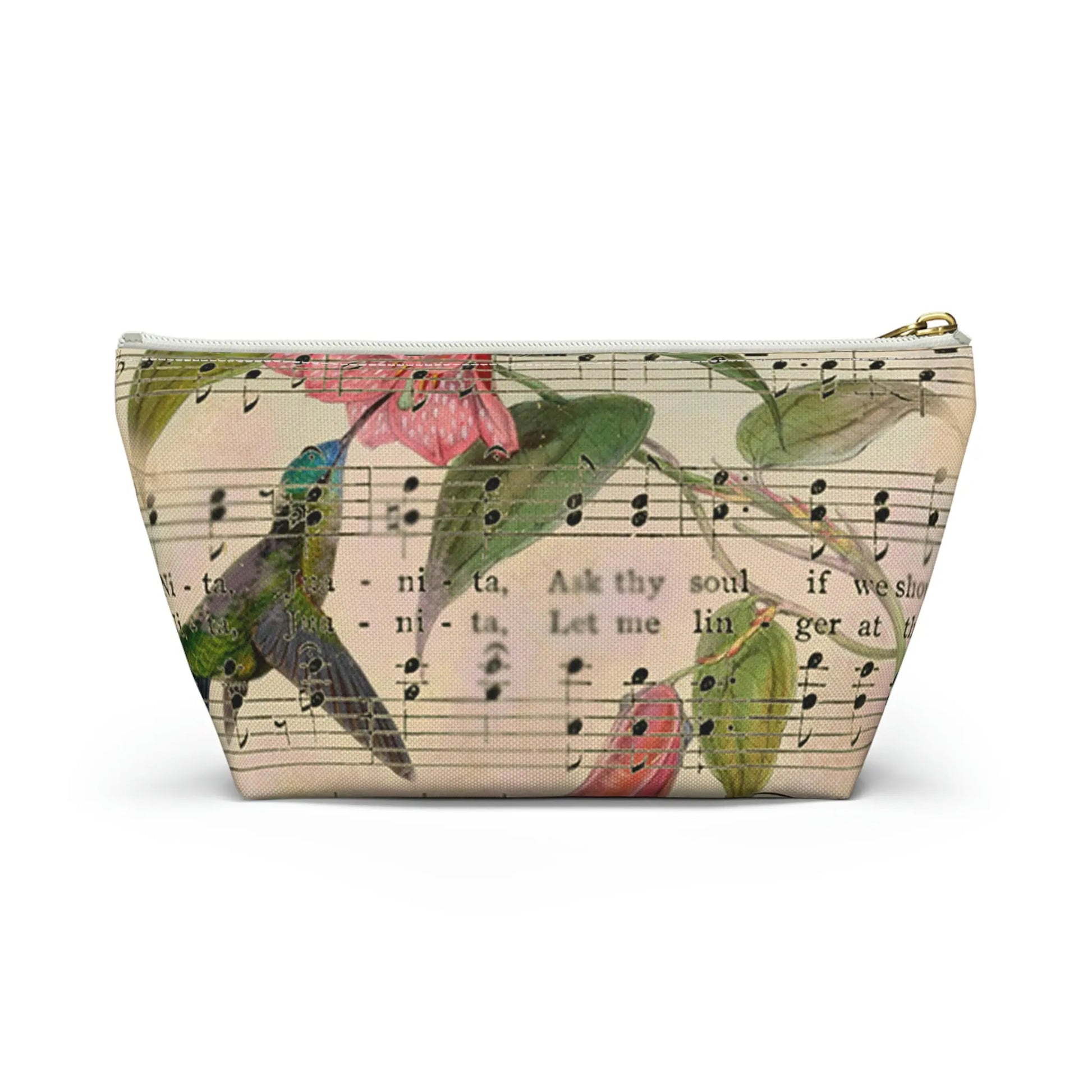 Sing For Joy Makeup Accessory Pouch w T-bottom - Vintage Hummingbird Printify