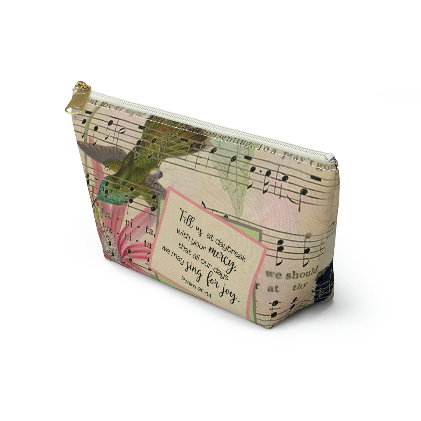 Sing For Joy Makeup Accessory Pouch w T-bottom - Vintage Hummingbird Printify