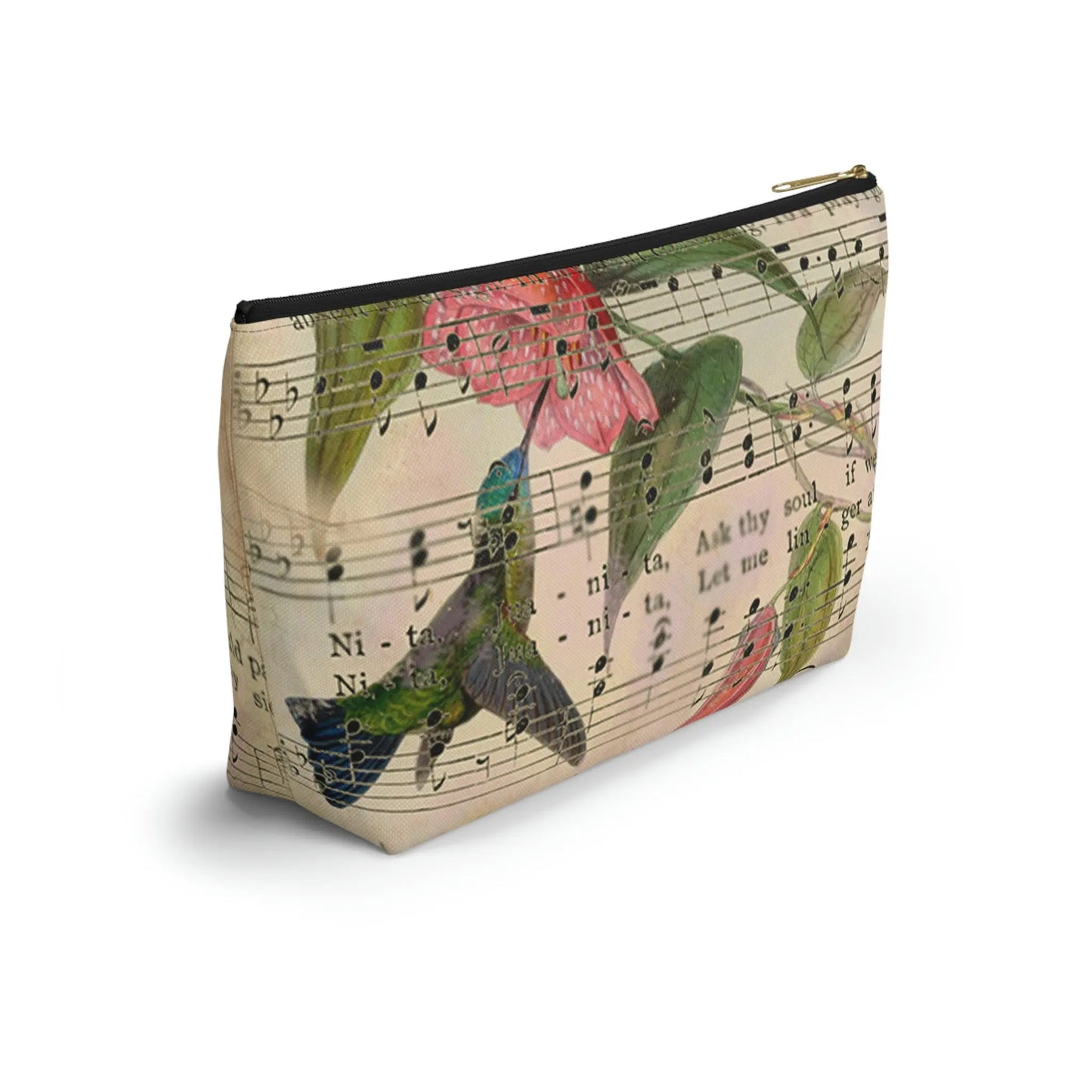 Sing For Joy Makeup Accessory Pouch w T-bottom - Vintage Hummingbird Printify