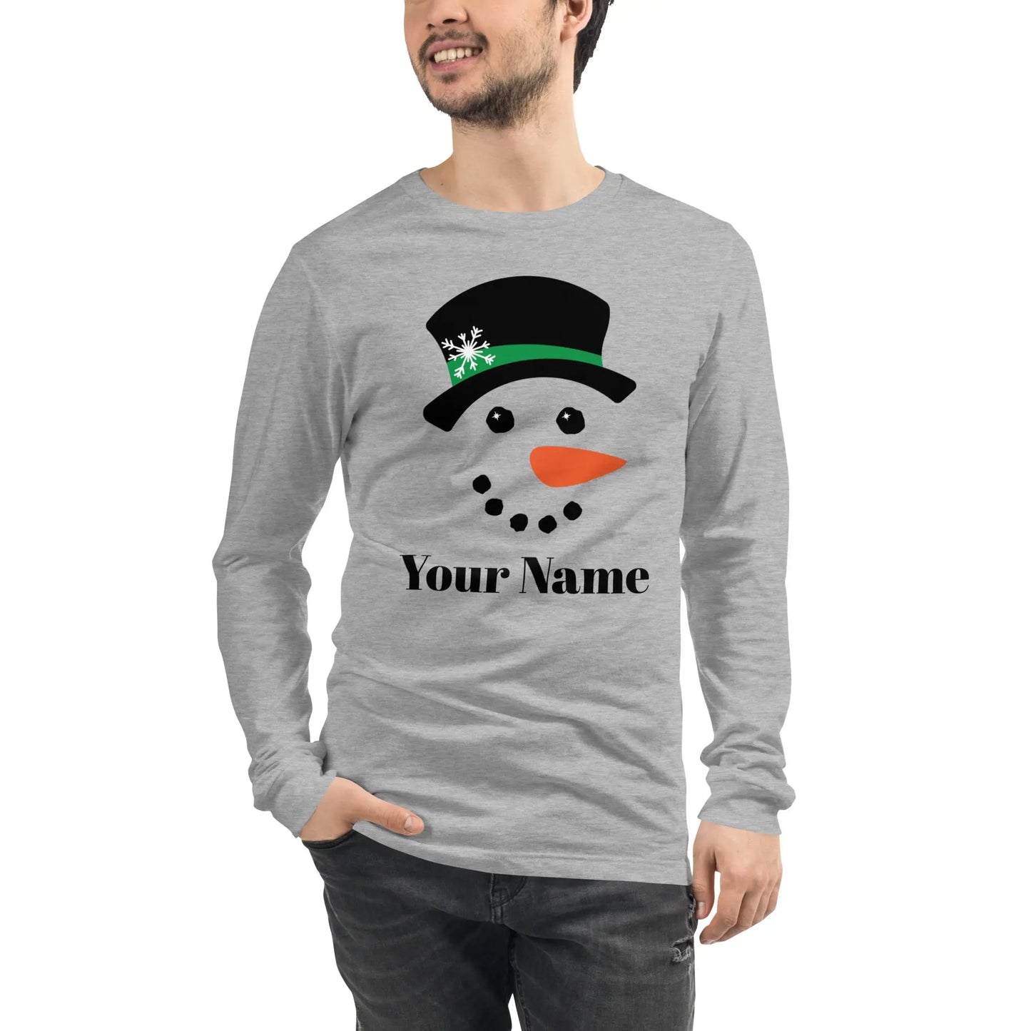 Snowman Personalized Unisex Long Sleeve Tee - Men's Amazing Faith Designs