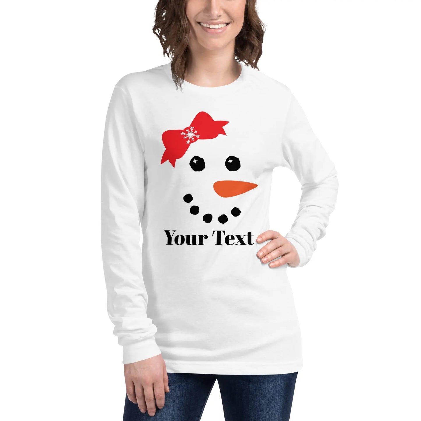 Snowman Personalized Unisex Long Sleeve Tee - Women's Amazing Faith Designs