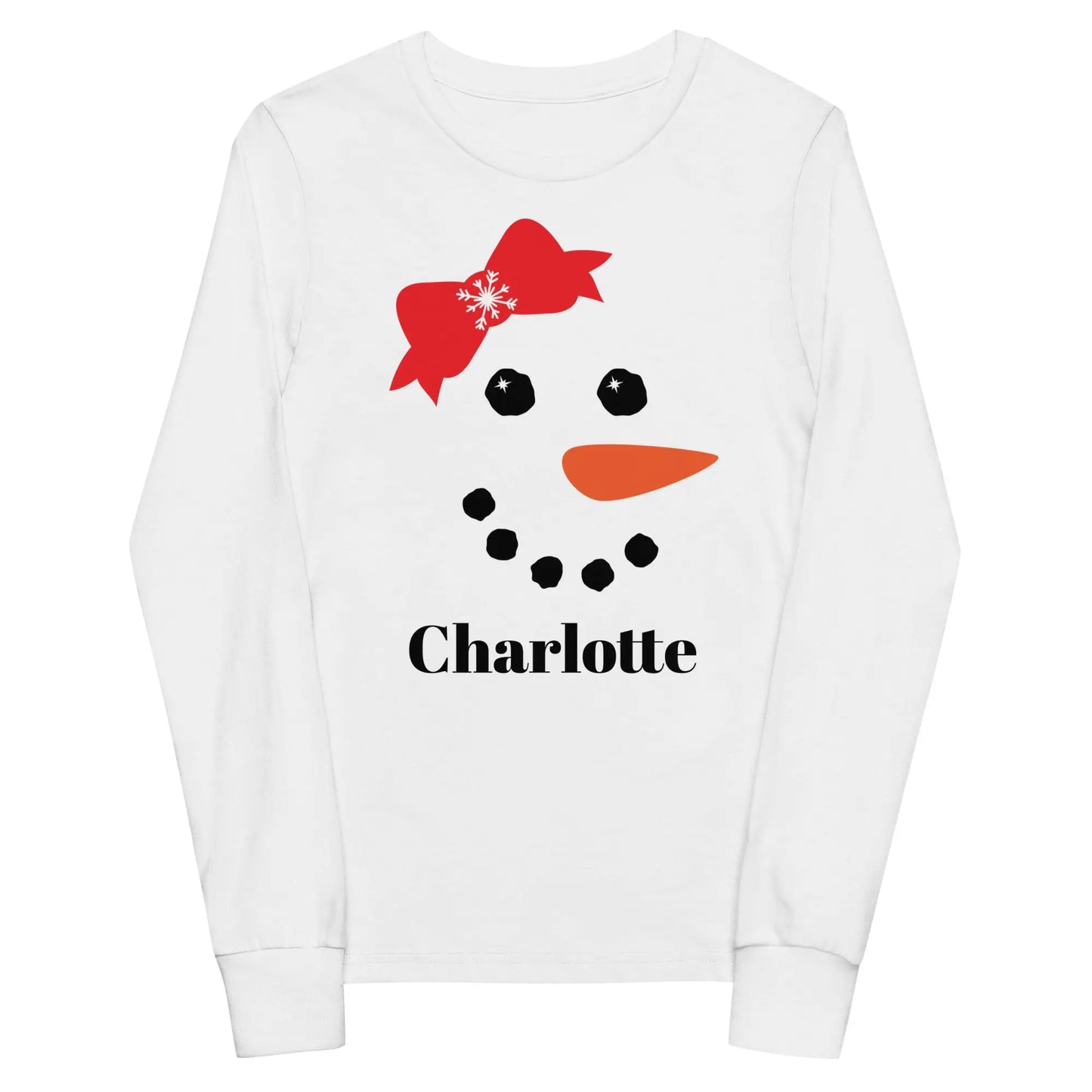 Snowman Personalized Youth Long Sleeve Tee Amazing Faith Designs