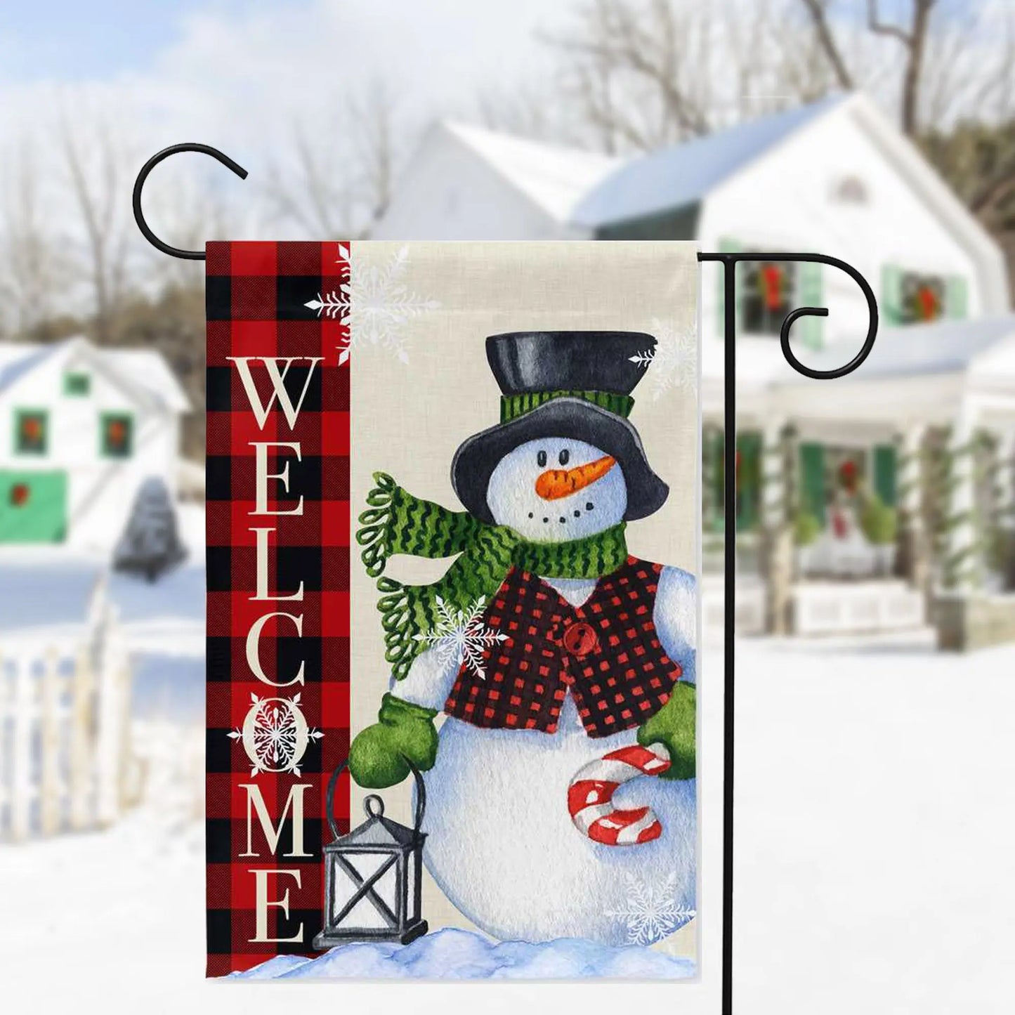 Snowman Welcome Garden Flag Amazing Faith Designs