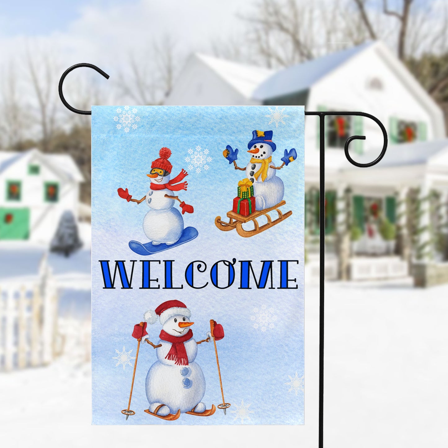 Snowman Winter Garden Flag Amazing Faith Designs