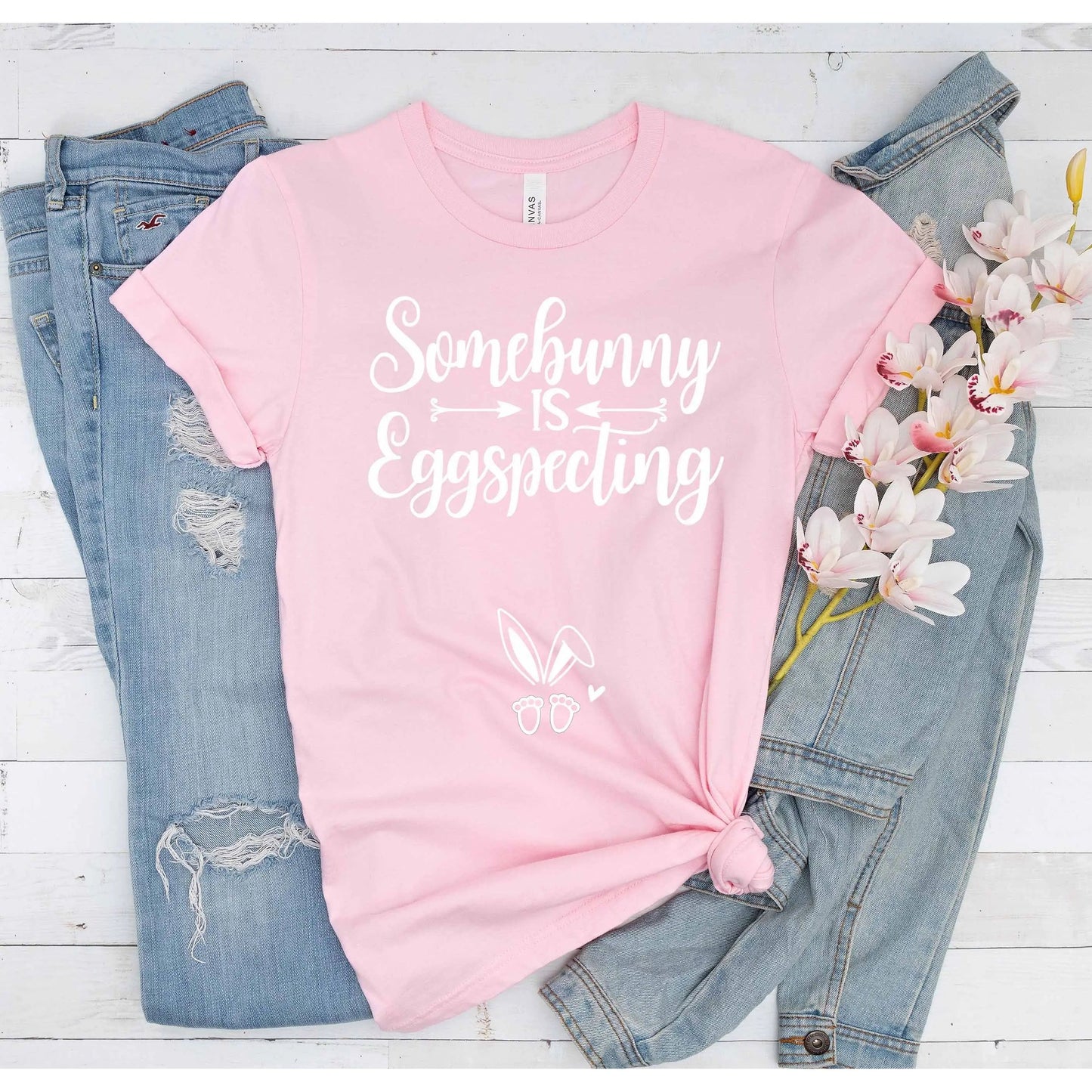 Somebunny is Eggspecting Pregnancy Announcement T-shirt, Easter Maternity Shirt Amazing Faith Designs