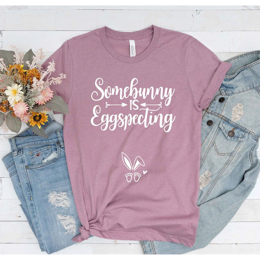 Somebunny is Eggspecting Pregnancy Announcement T-shirt, Easter Maternity Shirt Amazing Faith Designs