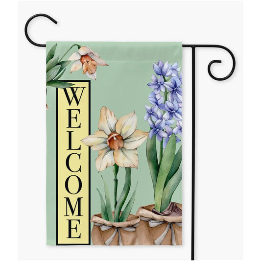 Spring Flowers Welcome Garden Flag Amazing Faith Designs