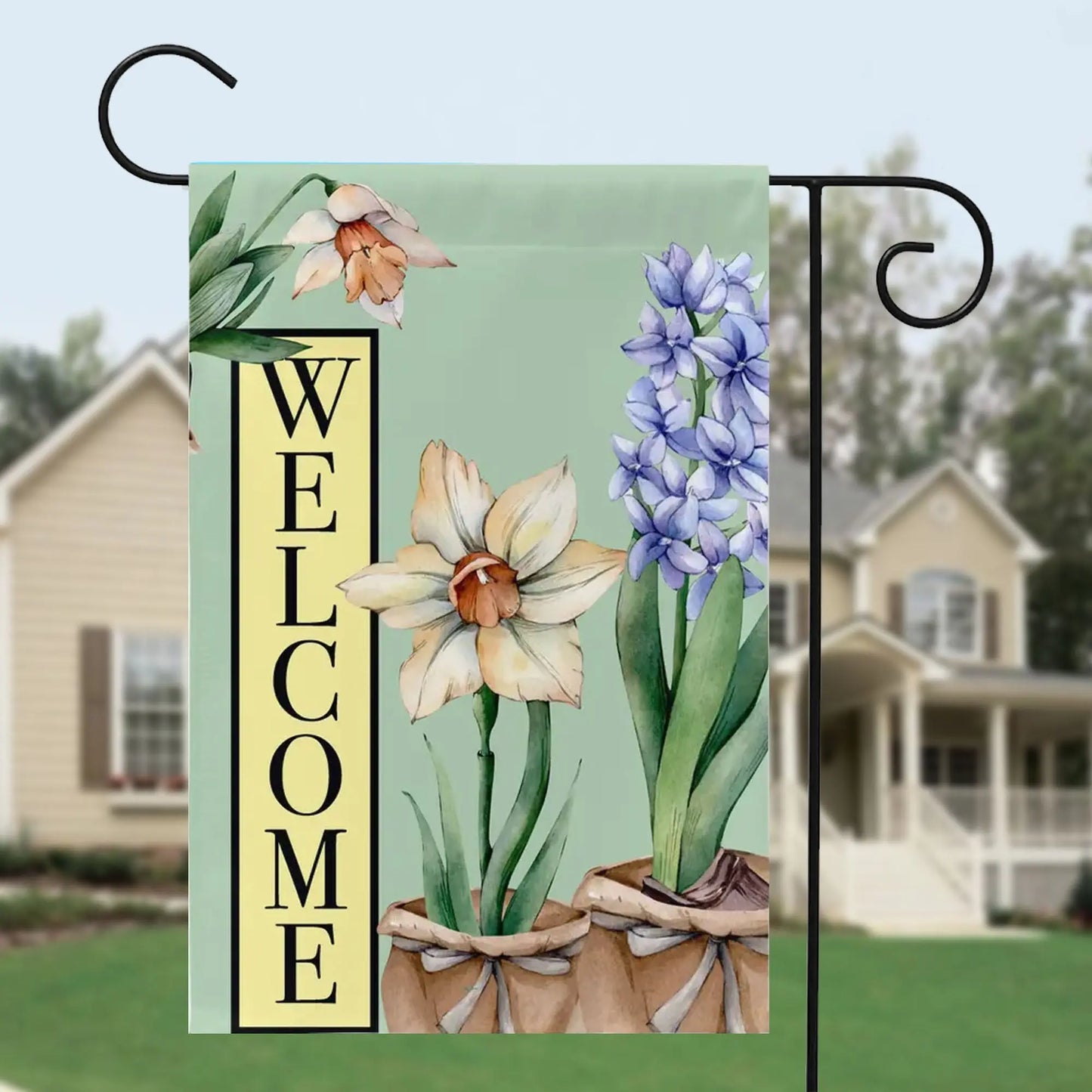 Spring Flowers Welcome Garden Flag Amazing Faith Designs
