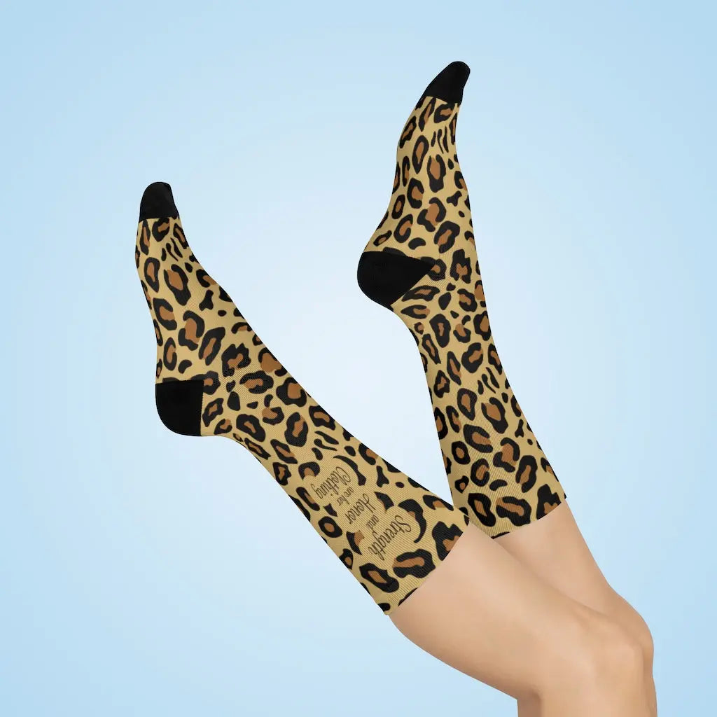 Strength and Honor are her Clothing Christian Socks | Leopard Print Socks Printify