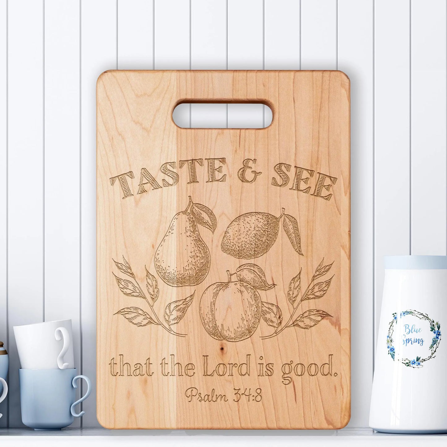Taste and See Maple Cutting Board | Psalm 34:8 teelaunch