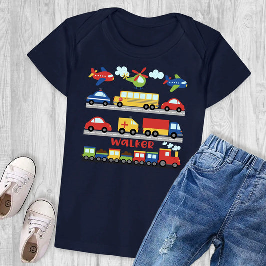 Transportation Personalized Organic Baby T-Shirt SPOD