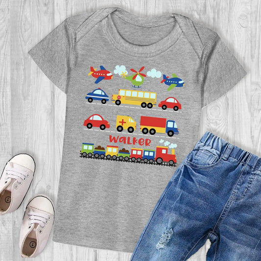 Transportation Personalized Organic Baby T-Shirt SPOD