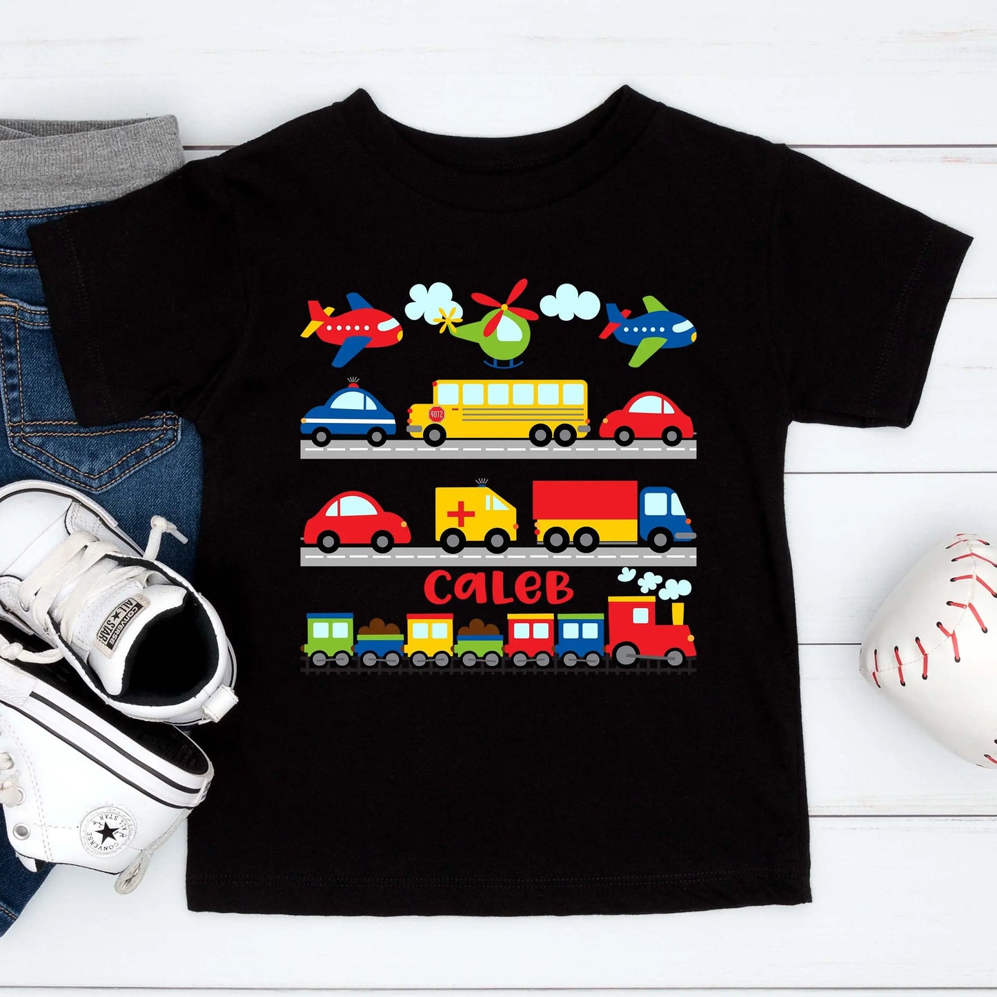 Transportation Personalized Toddler Short Sleeve Tee Amazing Faith Designs