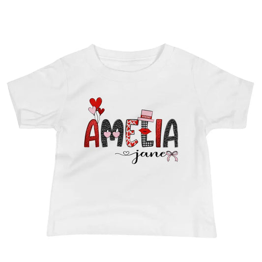 Valentine Personalized Baby Girl Jersey Short Sleeve Tee Amazing Faith Designs