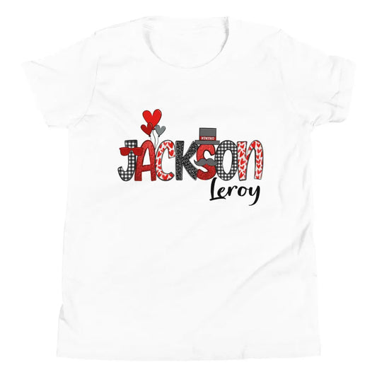 Valentine Personalized Boy's Youth Short Sleeve T-Shirt Amazing Faith Designs