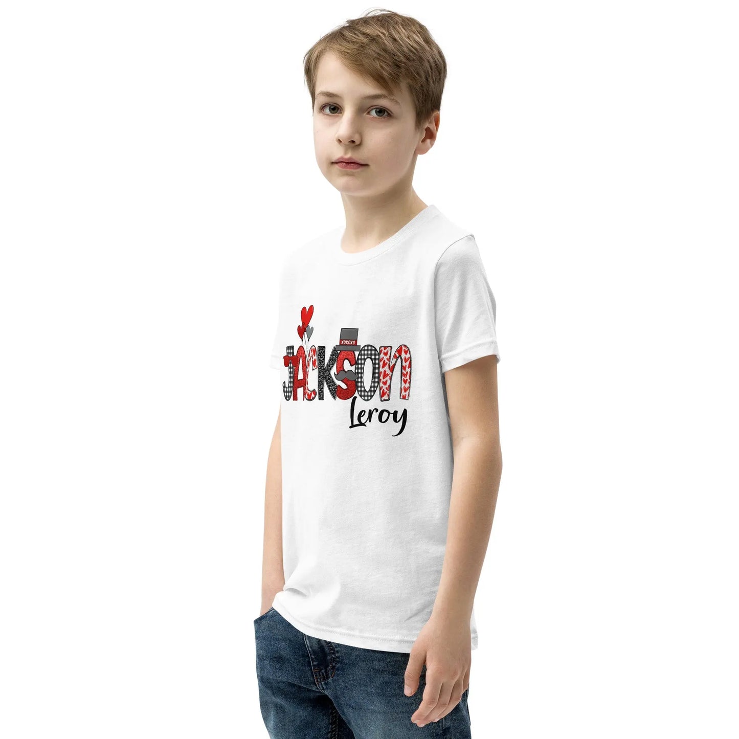 Valentine Personalized Boy's Youth Short Sleeve T-Shirt Amazing Faith Designs