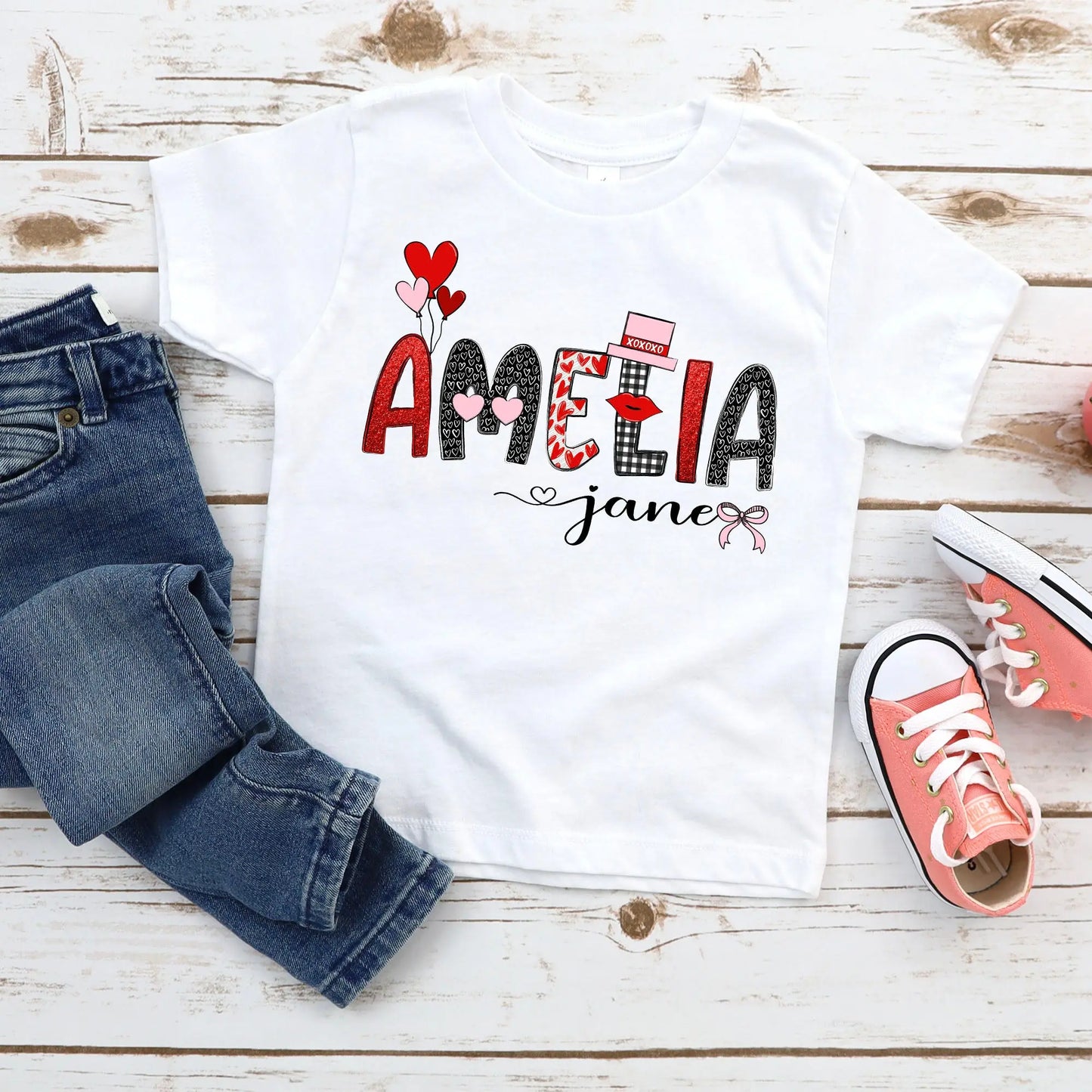 Valentine Personalized Toddler Girl Short Sleeve Tee Amazing Faith Designs