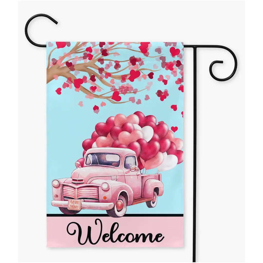 Valentine Truck Garden Flag Amazing Faith Designs