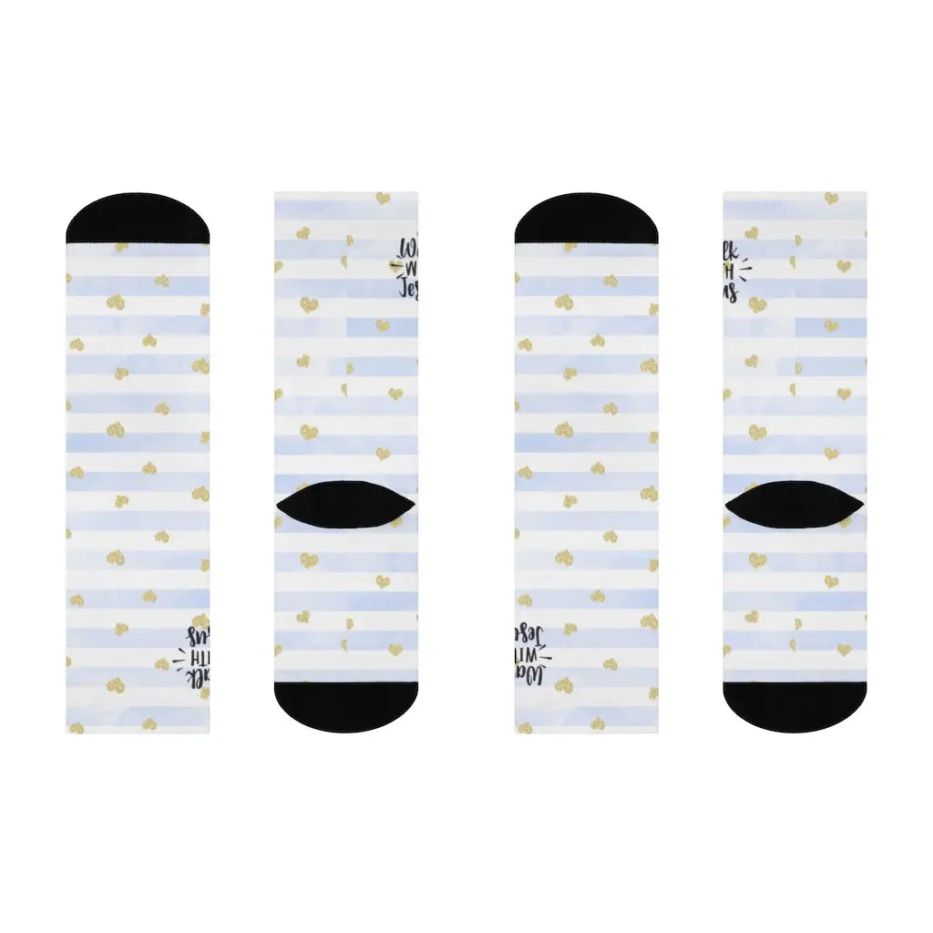 Walk With Jesus Scripture Socks | Blue Stripe Printify