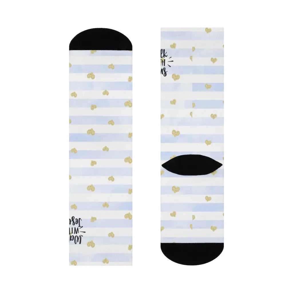 Walk With Jesus Scripture Socks | Blue Stripe Printify