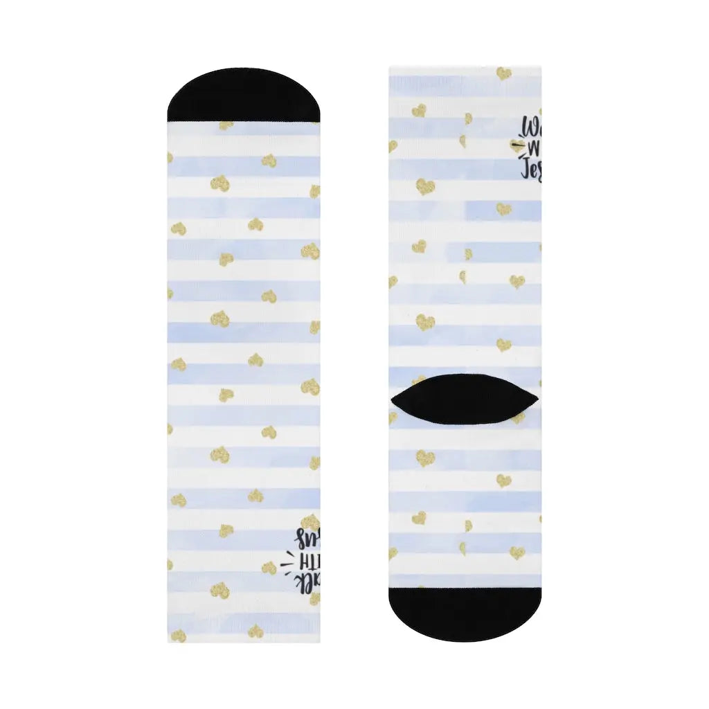 Walk With Jesus Scripture Socks | Blue Stripe Printify
