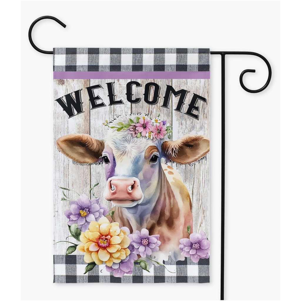 Welcome Cow Garden Flag Amazing Faith Designs