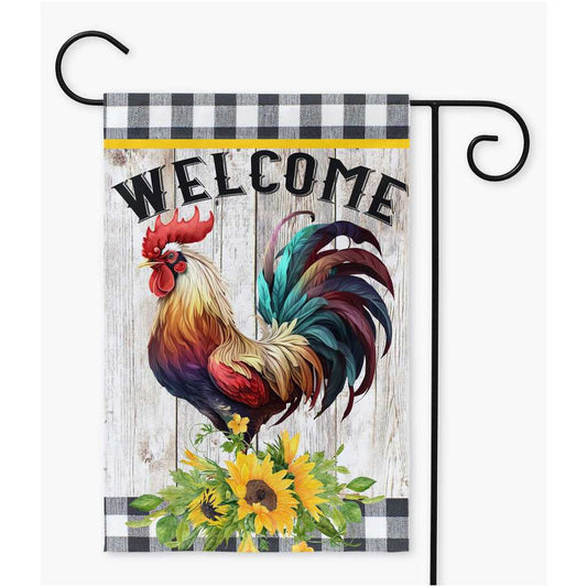 Welcome Rooster Garden Flag Amazing Faith Designs