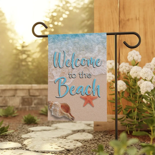 Welcome to the Beach Starfish Garden Flag Printify