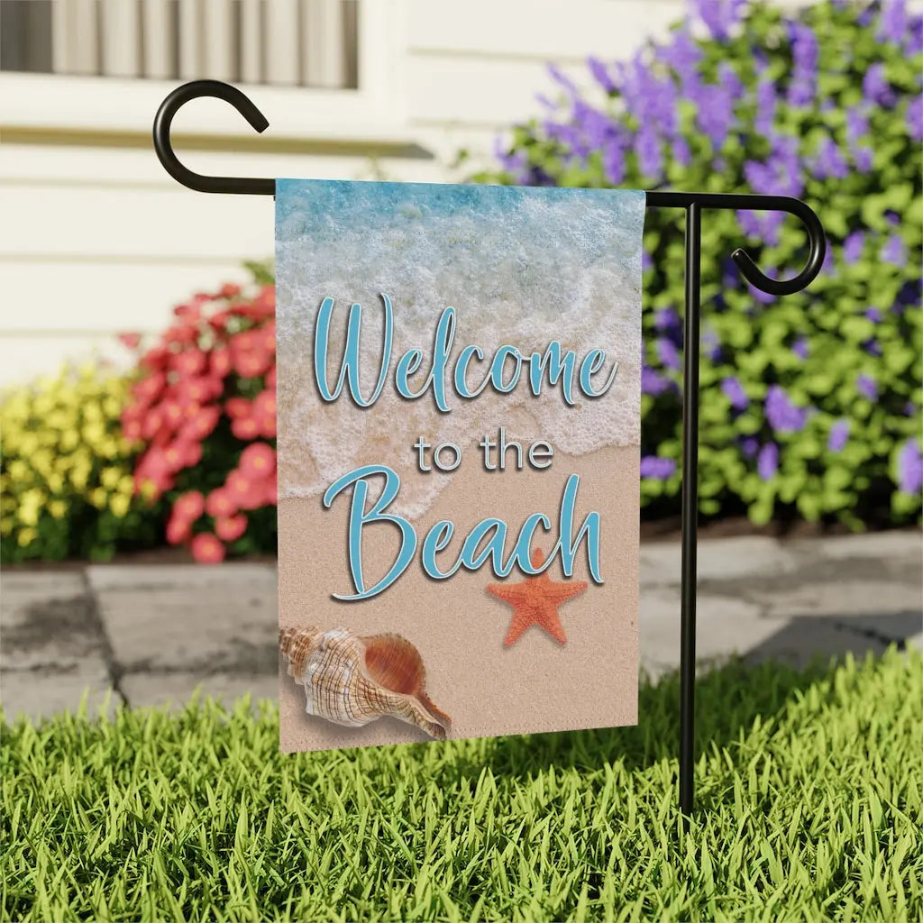 Welcome to the Beach Starfish Garden Flag Printify