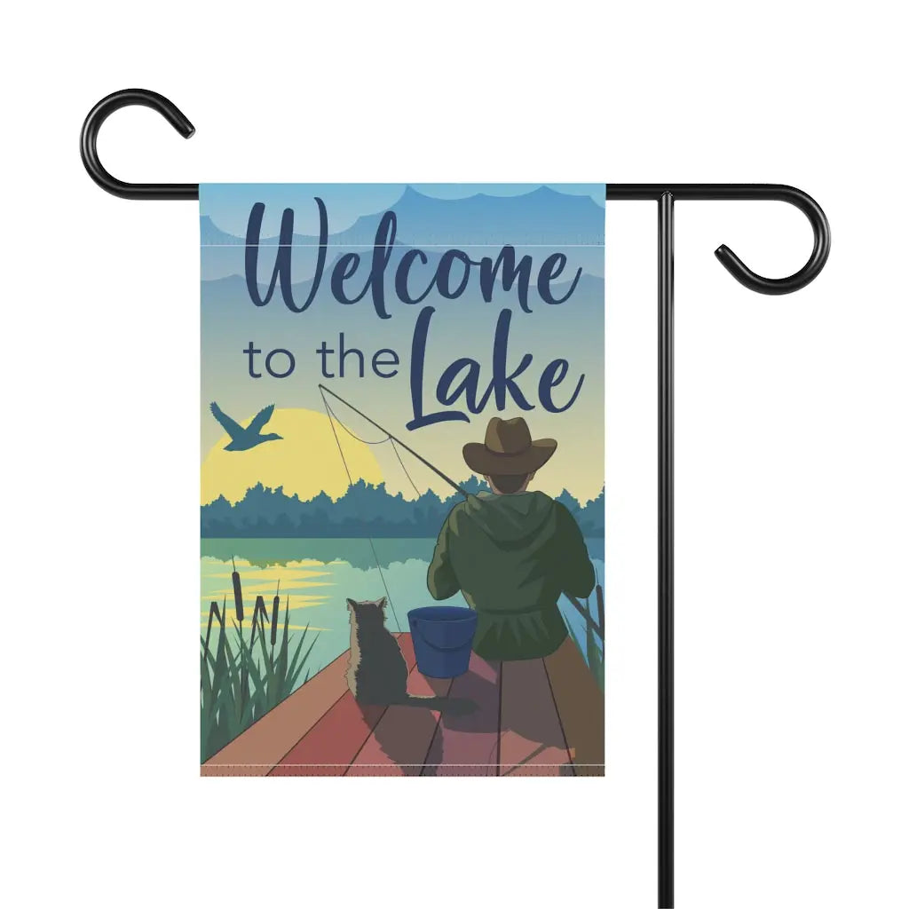 Welcome to the Lake Fisherman Garden Flag Printify