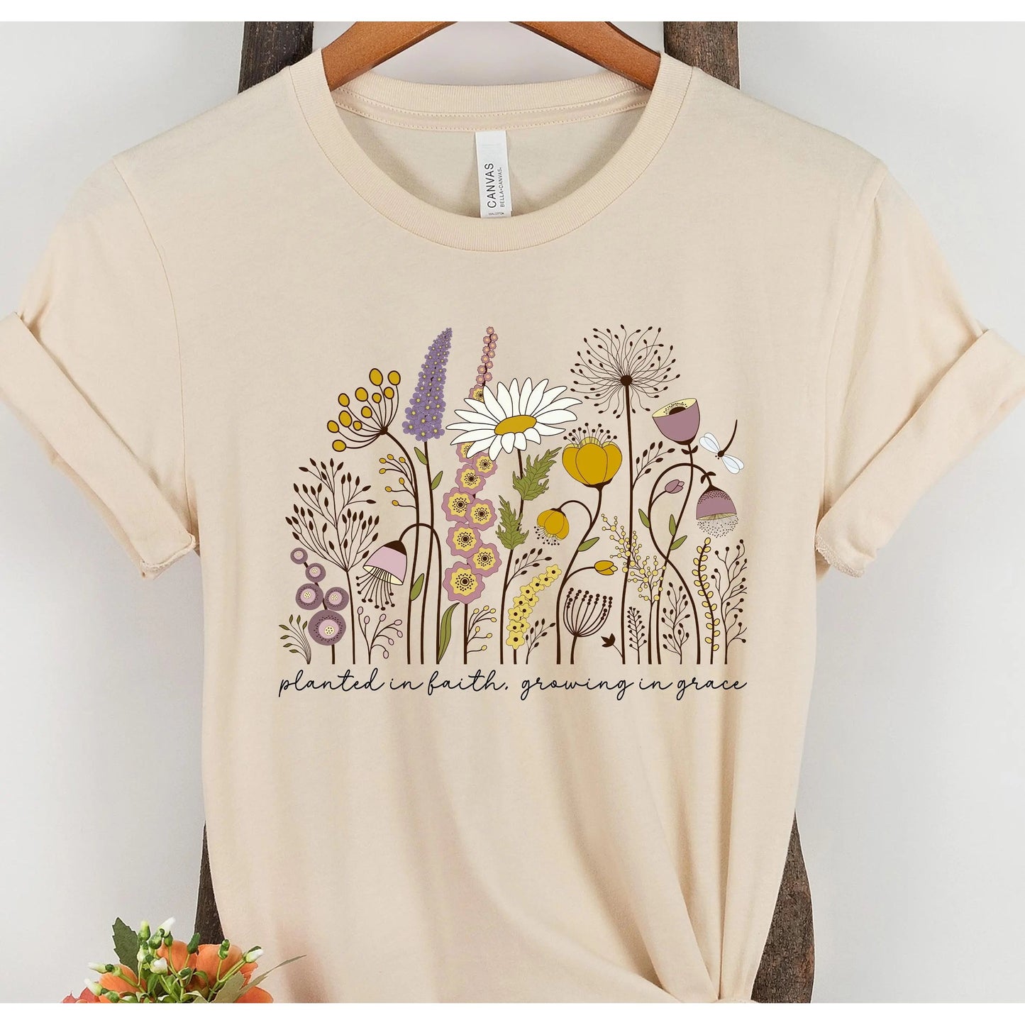 Wildflower Shirt, Flower Shirt, Botanical Shirt, Plant shirt, Vintage Botanical, Cottagecore Sweatshirt Amazing Faith Designs
