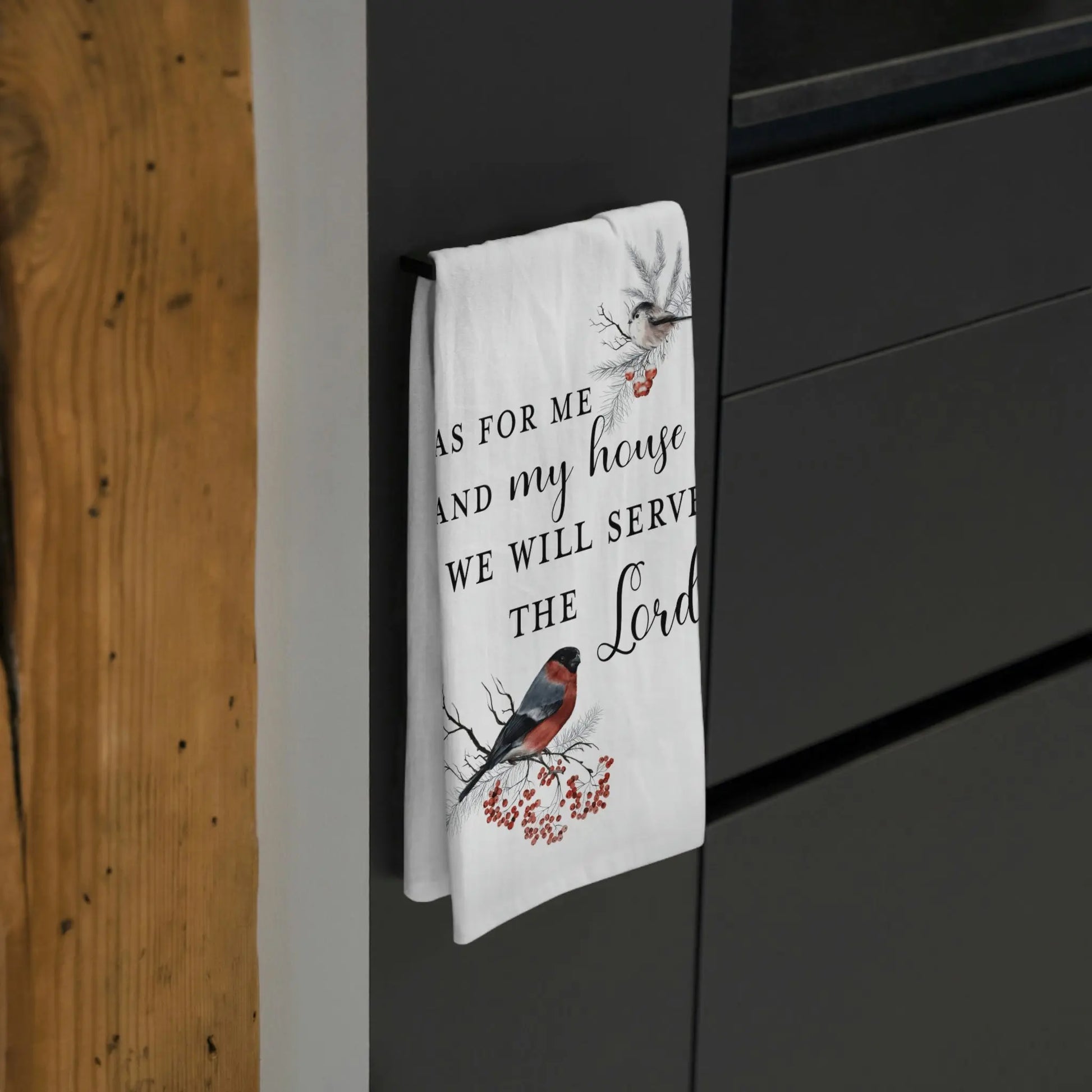 Winter Birds Scripture Tea Towel, Scripture Kitchen Towel, Farmhouse Dish Towel, Cute Kitchen Towel, Christian Gift Printify