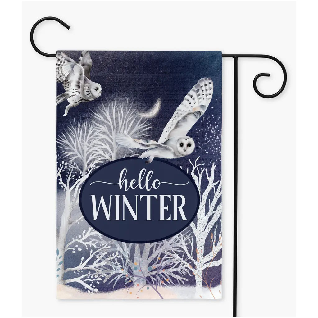 Winter Owl Garden Flag Amazing Faith Designs